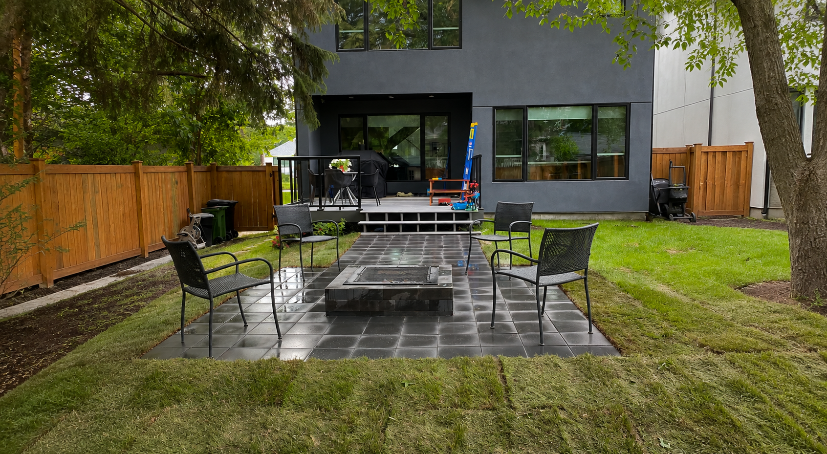 Backyard Patio & Fire Pit Transformation after transformation