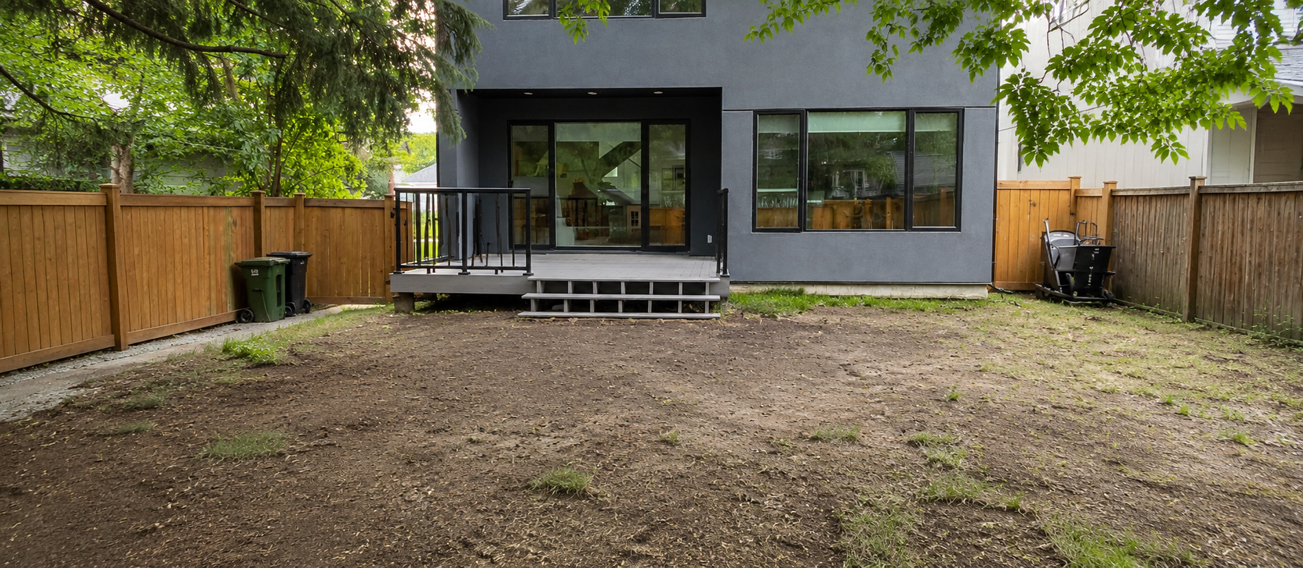 Backyard Patio & Fire Pit Transformation before transformation